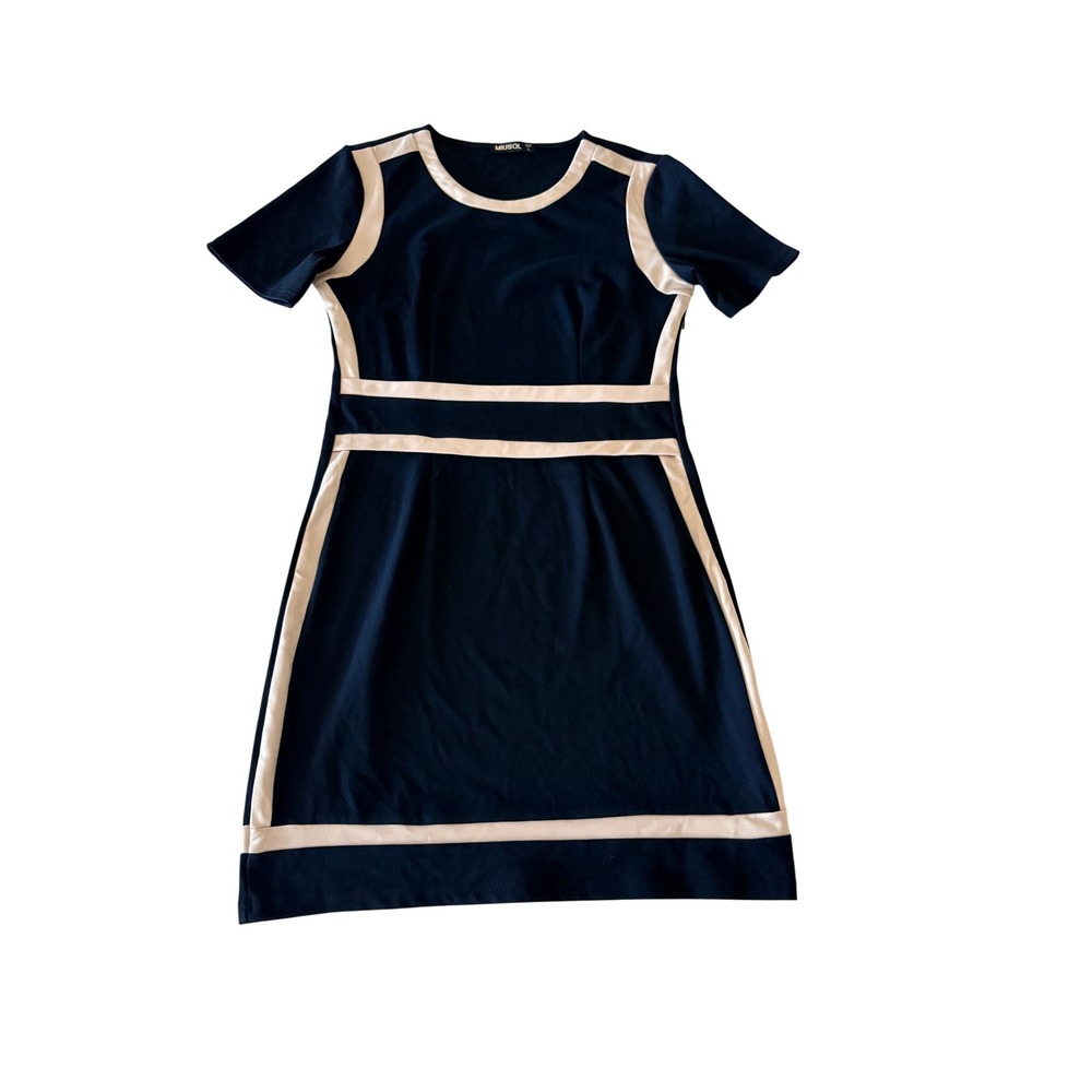 Miusol Sheath Dress Womens Large Navy Blue Excellent Colorblock Business Casual